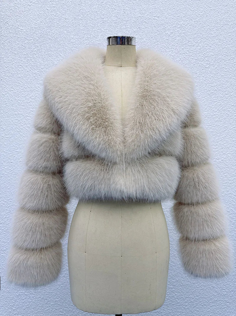 Manteau Court Blanc - Fourrure Furry Style Hiver