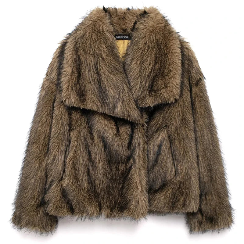 Manteau Fluffy Brun - Fourrure Chaude Automne/Hiver