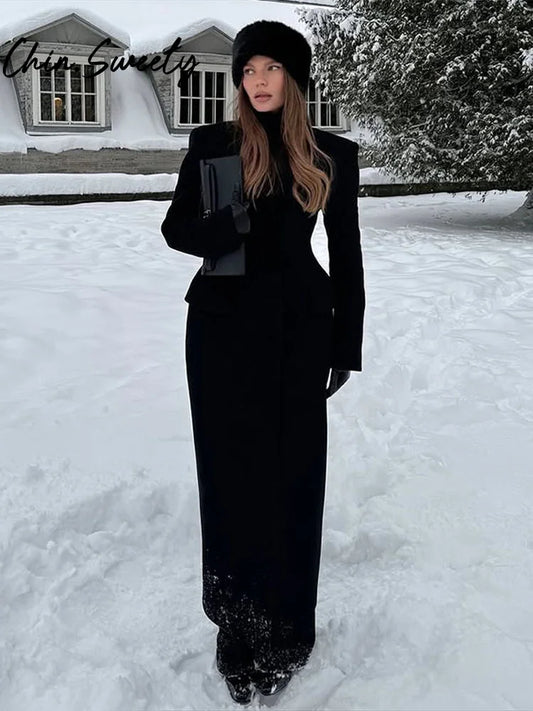 Manteau Laine Noir - Slim Col Revers 2025