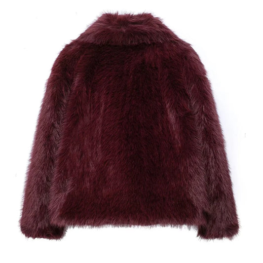 Manteau Fluffy Luxe Rouge - Fourrure Chaude Automne/Hiver