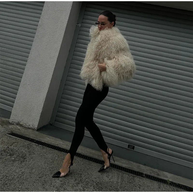 Veste Courte Abricot - Fourrure Fluffy Chic 2025