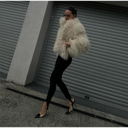 Veste Courte Abricot - Fourrure Fluffy Chic 2025