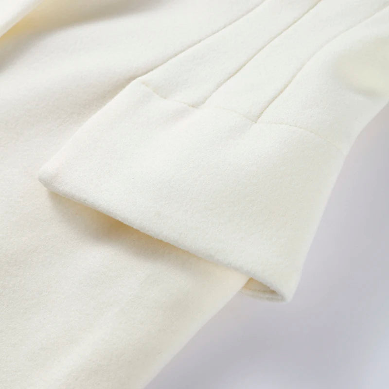 Manteau Laine Blanc - Coupe Slim Élégante