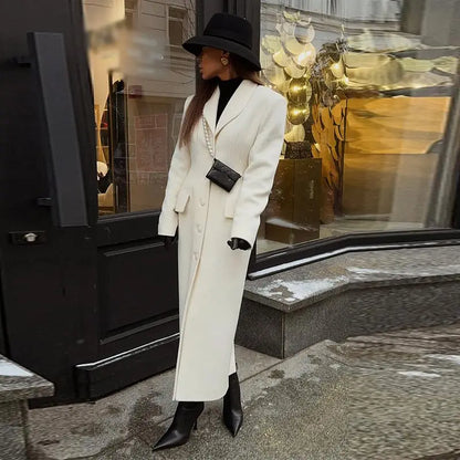 Manteau Laine Blanc - Coupe Slim Élégante