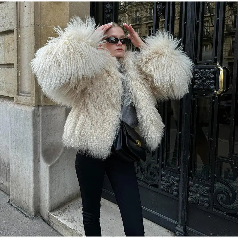 Veste Courte Abricot - Fourrure Fluffy Chic 2025