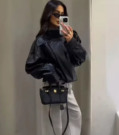 Veste Biker Simili-Cuir - Coupe Longue Élégante 2025