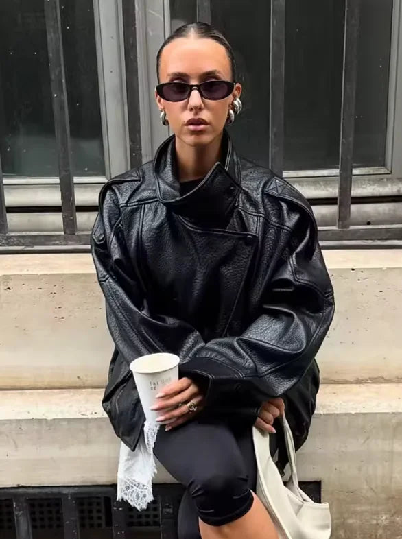 Veste Biker Simili-Cuir - Coupe Longue Élégante 2025