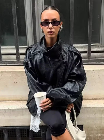 Veste Biker Simili-Cuir - Coupe Longue Élégante 2025