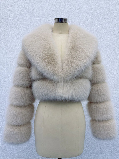 Manteau Court Blanc - Fourrure Furry Style Hiver