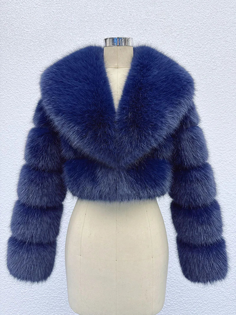Manteau Court Blanc - Fourrure Furry Style Hiver