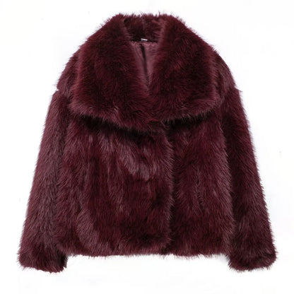 Manteau Fluffy Luxe Rouge - Fourrure Chaude Automne/Hiver