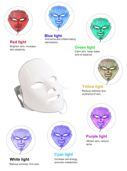 Masque LED 7 Couleurs - Thérapie Anti-Âge Professionnelle