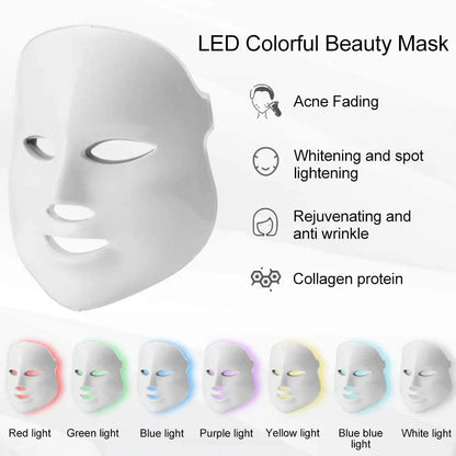 Masque LED 7 Couleurs - Thérapie Anti-Âge Professionnelle