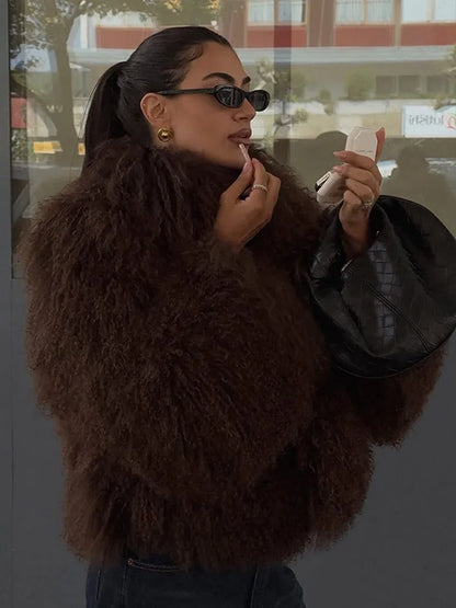 Veste Courte Abricot - Fourrure Fluffy Chic 2025