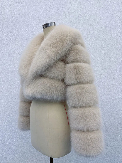 Manteau Court Blanc - Fourrure Furry Style Hiver