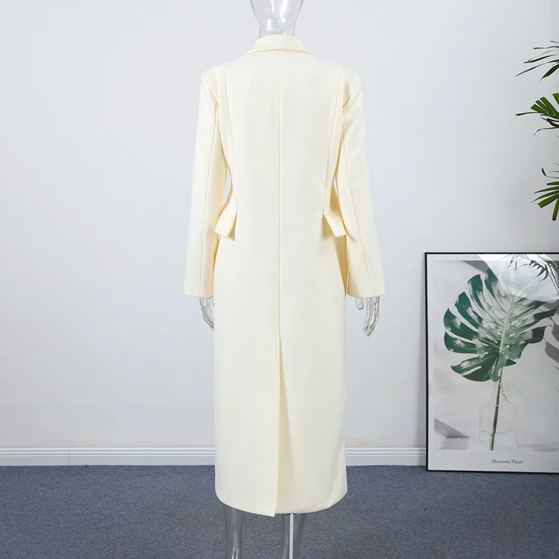 Manteau Laine Blanc - Coupe Slim Élégante