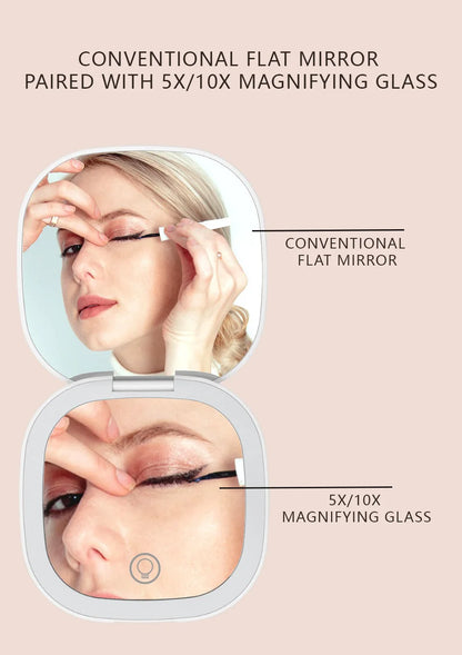 Miroir LED Grossissant - Compact & Rechargeable