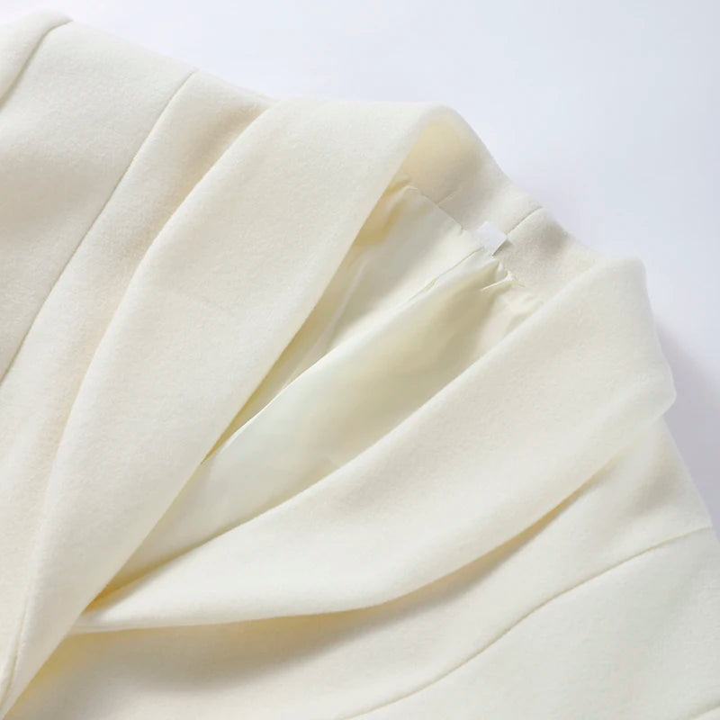 Manteau Laine Blanc - Coupe Slim Élégante