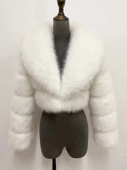 Manteau Court Blanc - Fourrure Furry Style Hiver