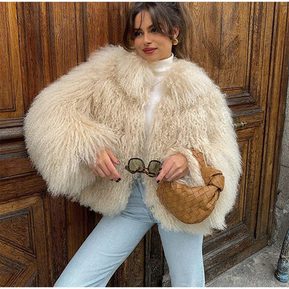 Veste Courte Abricot - Fourrure Fluffy Chic 2025
