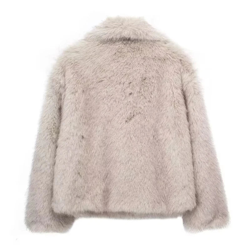 Manteau Fluffy Luxe gris - Fourrure Chaude Automne/Hiver