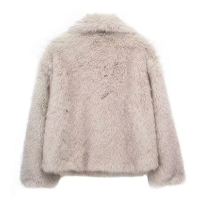 Manteau Fluffy Luxe gris - Fourrure Chaude Automne/Hiver