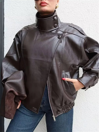 Veste Biker Simili-Cuir - Coupe Longue Élégante 2025