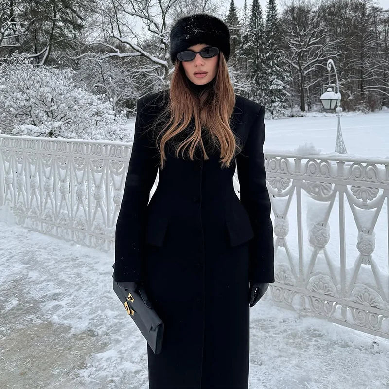 Manteau Laine Noir - Slim Col Revers 2025