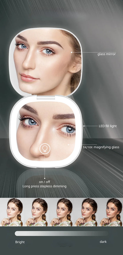 Miroir LED Grossissant - Compact & Rechargeable