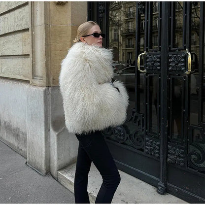 Veste Courte Abricot - Fourrure Fluffy Chic 2025
