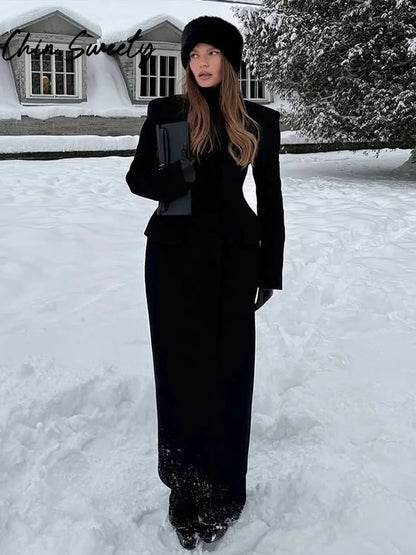 Manteau Laine Noir - Slim Col Revers 2025