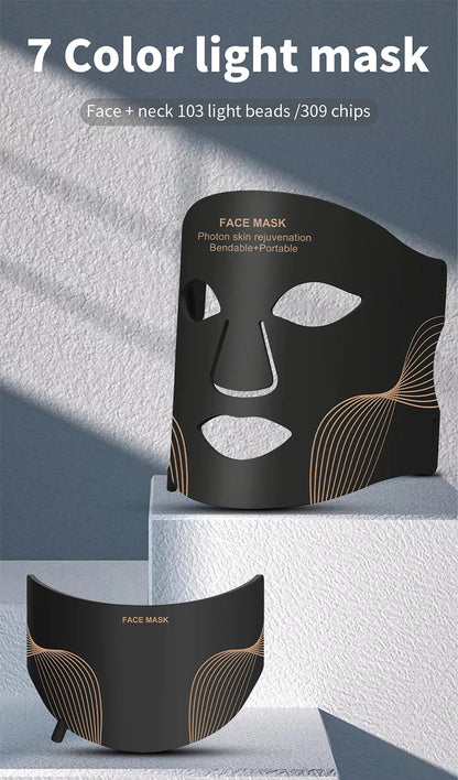 Masque LED 7 Couleurs - Thérapie Anti-Âge Professionnelle