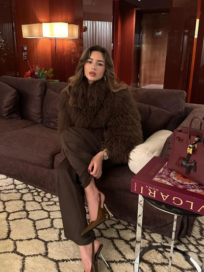 Veste Courte Abricot - Fourrure Fluffy Chic 2025