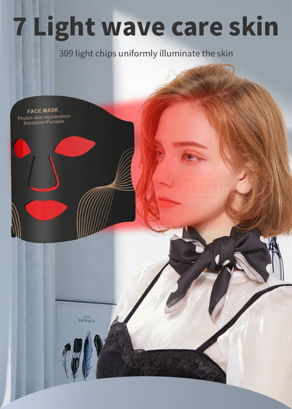 Masque LED 7 Couleurs - Thérapie Anti-Âge Professionnelle