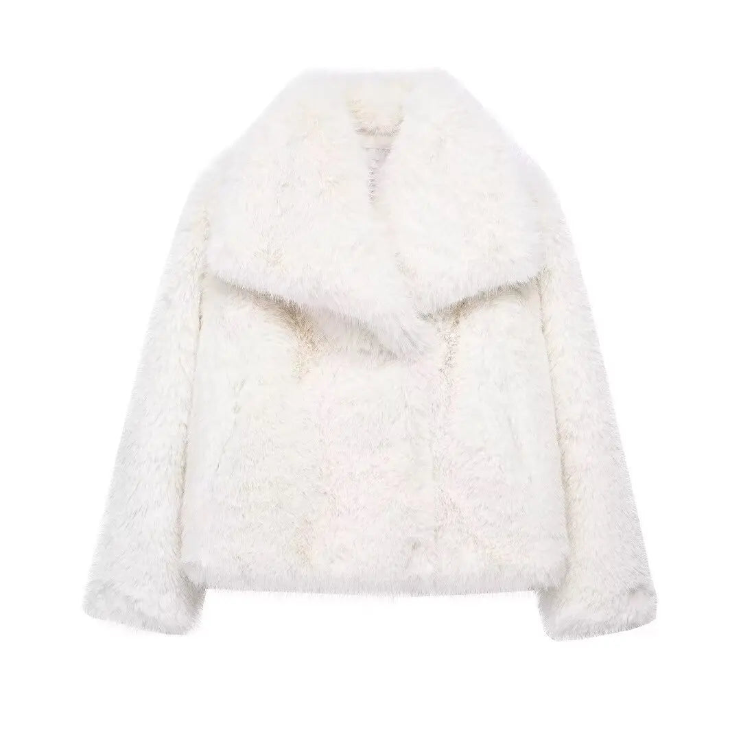 Manteau Fluffy Luxe blanc - Fourrure Chaude Automne/Hiver