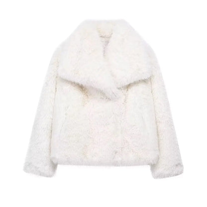 Manteau Fluffy Luxe blanc - Fourrure Chaude Automne/Hiver