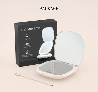 Miroir LED Grossissant - Compact & Rechargeable