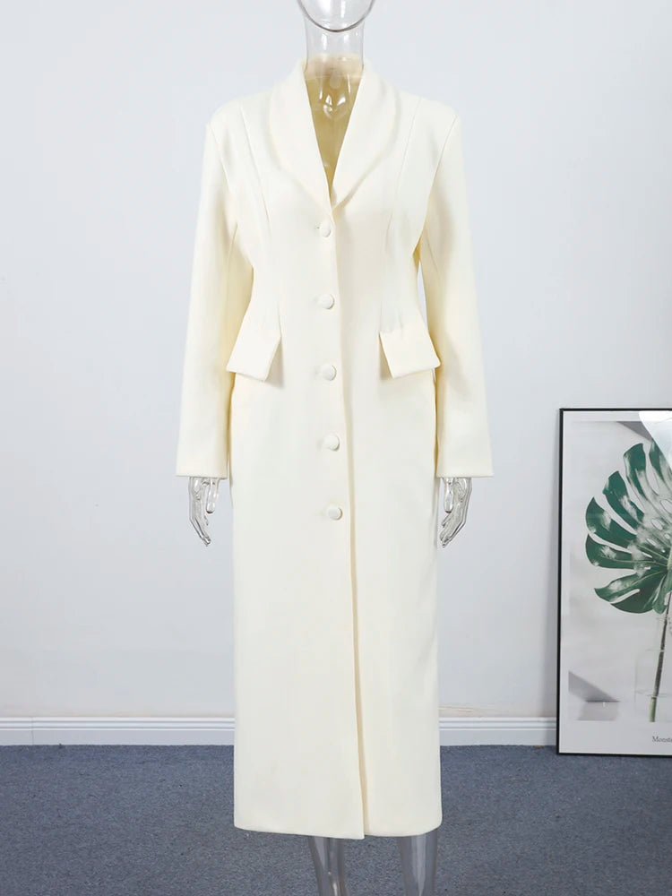 Manteau Laine Blanc - Coupe Slim Élégante