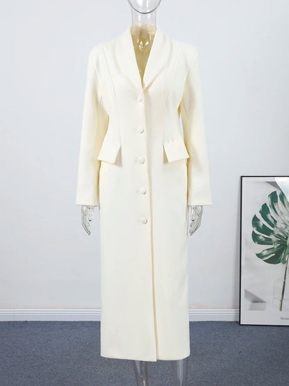 Manteau Laine Blanc - Coupe Slim Élégante