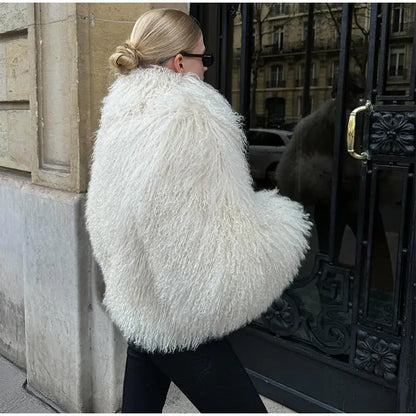 Veste Courte Abricot - Fourrure Fluffy Chic 2025