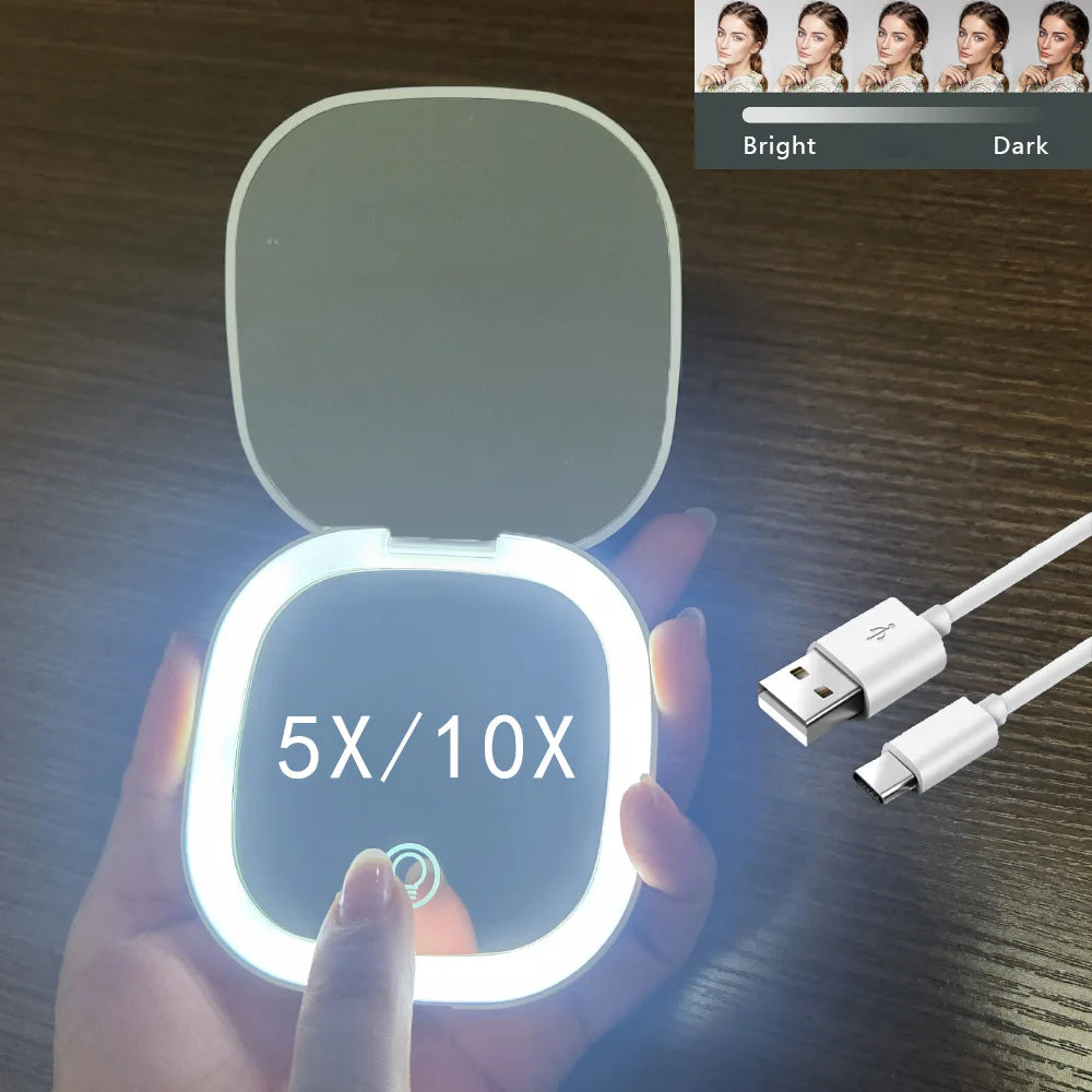 Miroir LED Grossissant - Compact & Rechargeable