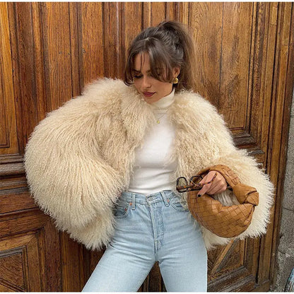 Veste Courte Abricot - Fourrure Fluffy Chic 2025