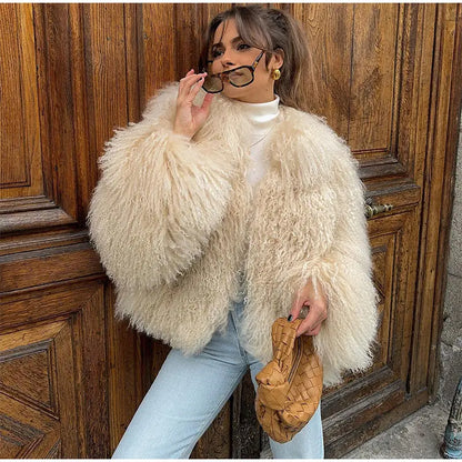 Veste Courte Abricot - Fourrure Fluffy Chic 2025